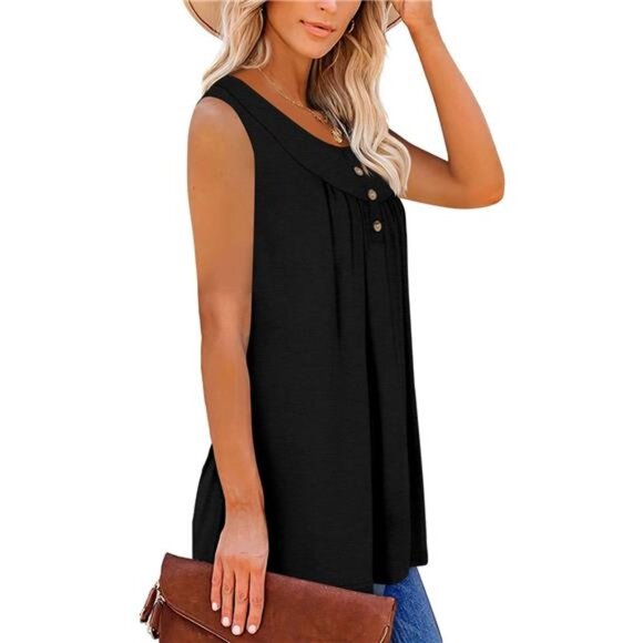 Women’s Casual Button-Up Ruffle Tunic Top - Fit & Flare - Picture 3 of 6